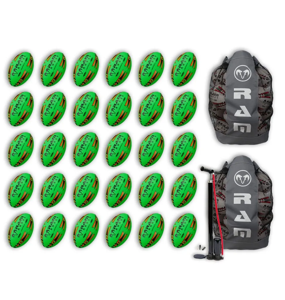 Gripper 2.0 Pro Trainer Neon Yellow, Orange & Green Ball Bundle - 30 x balls and 2 bags