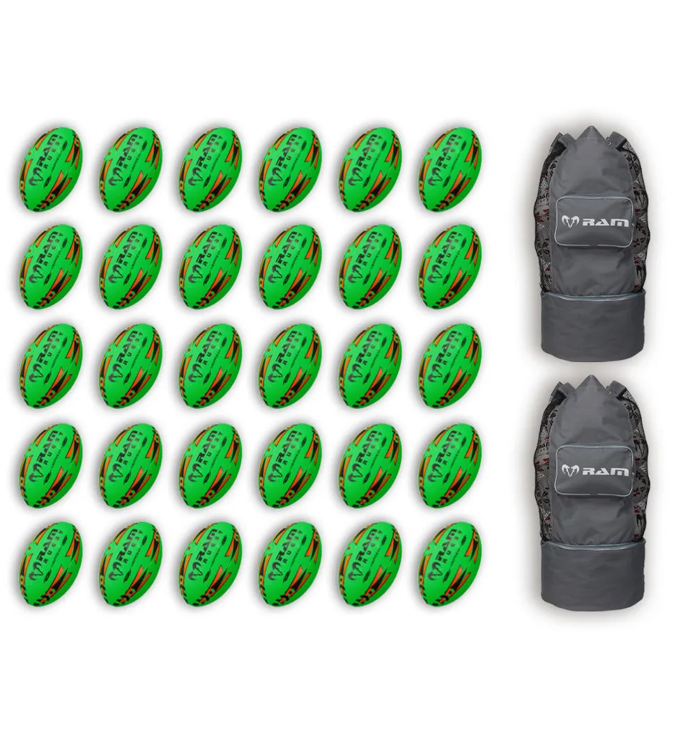 Gripper 2.0 Pro Trainer Neon Yellow, Orange & Green Ball Bundle - 30 x balls and 2 bags